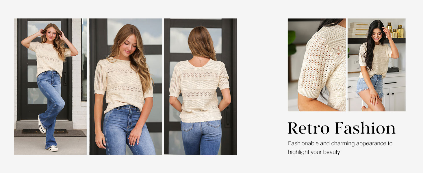 Dokotoo Womens Tops Short Sleeve Sweaters for Women