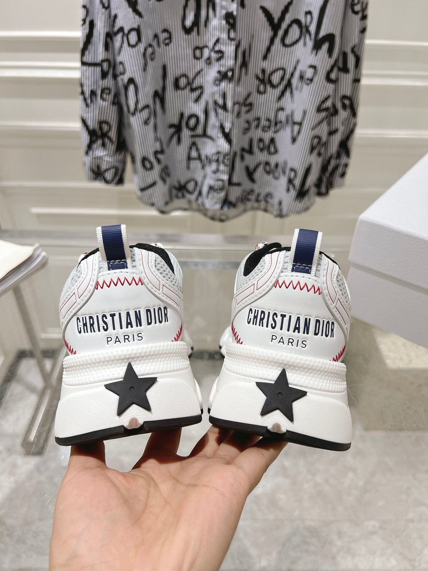 DIOR 25S CHRONO STAR FLATFORM SNEAKERS 45MM IN MESH WITH WHITE CALFSKIN、mysite、Cacoeks