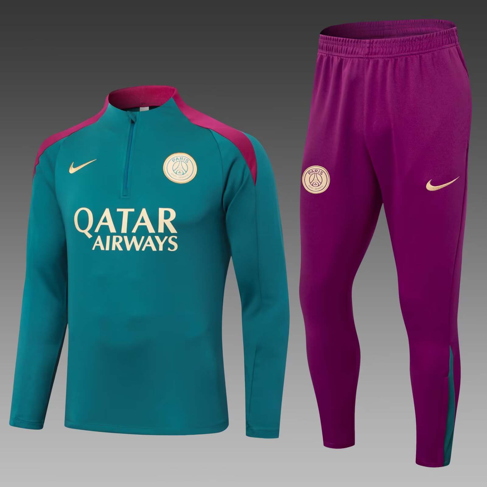 2024/2025 Psg Paris Saint-Germain Half-Pull Training Suit Blackish green Set:football jersey mysite: unitedjerseyfootball 邓江浪:football