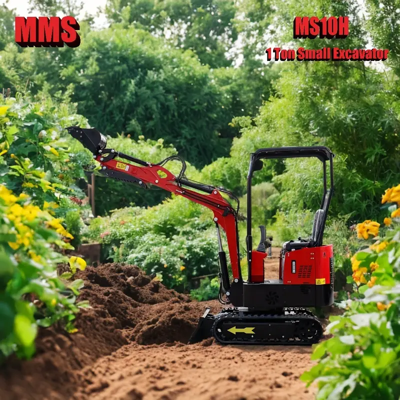 1 ton mms mini excavator heavy duty crawler excavator with bucket thumb clamp 13 5   engine for digging trenching construction ideal for   gardens diy compact powerful easy to   us stock fast delivery Product details 1