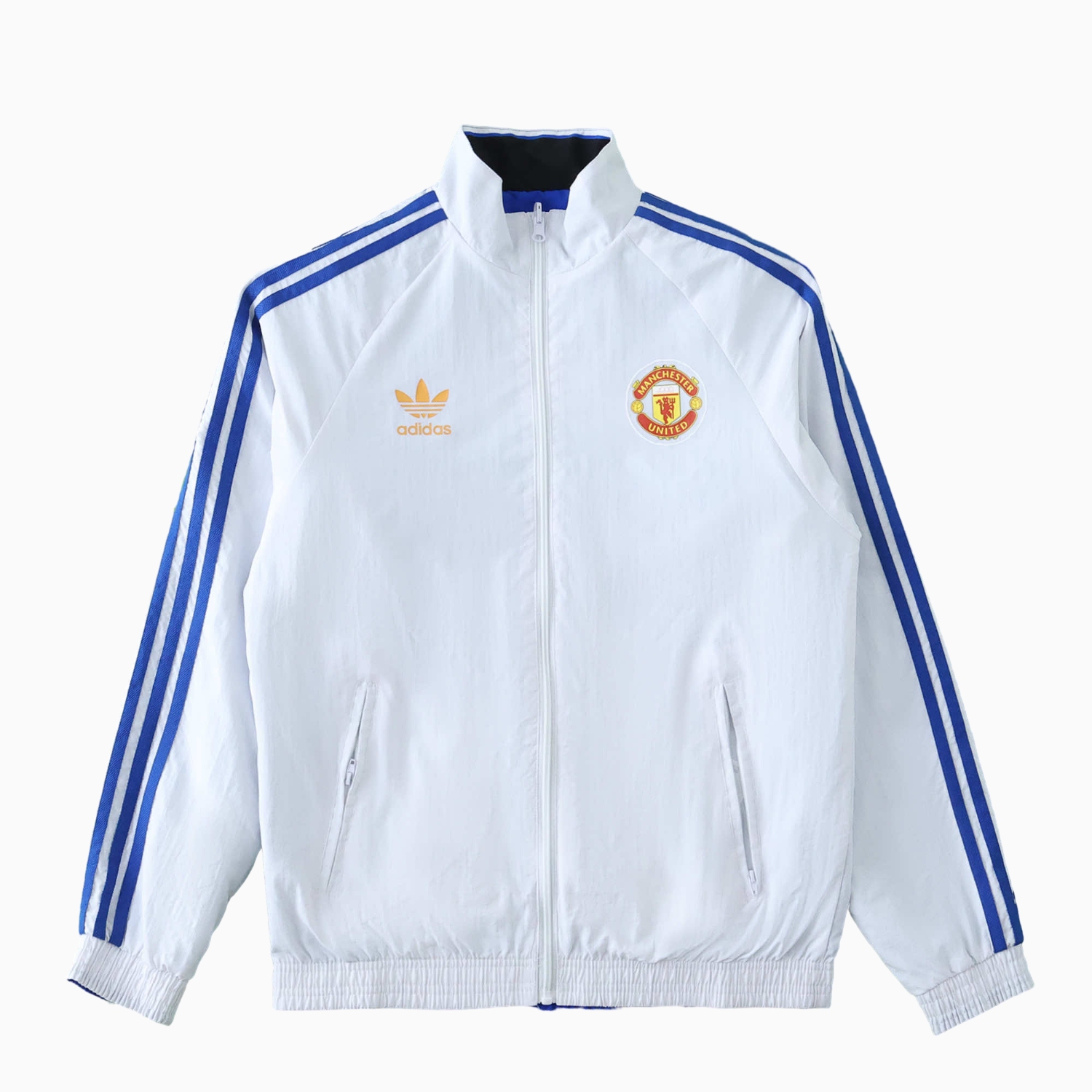 Funinjersey-Retro Manchester United 1996 Double Sided Reversible Windbreaker - Blue & Green