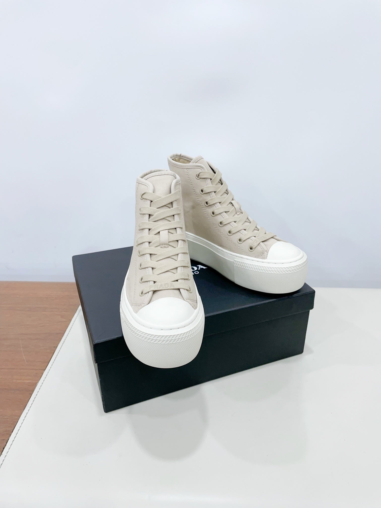 HIGH-TOP SEANKERS IN BEIGE CANVAS、mysite、Cacoeks