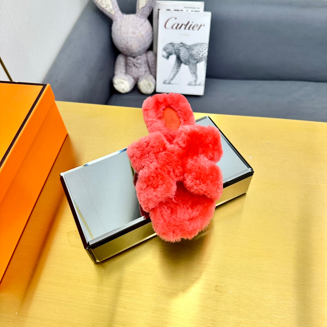 0RAN SHEARLING SANDALS RED PINK、mysite、Cacoeks