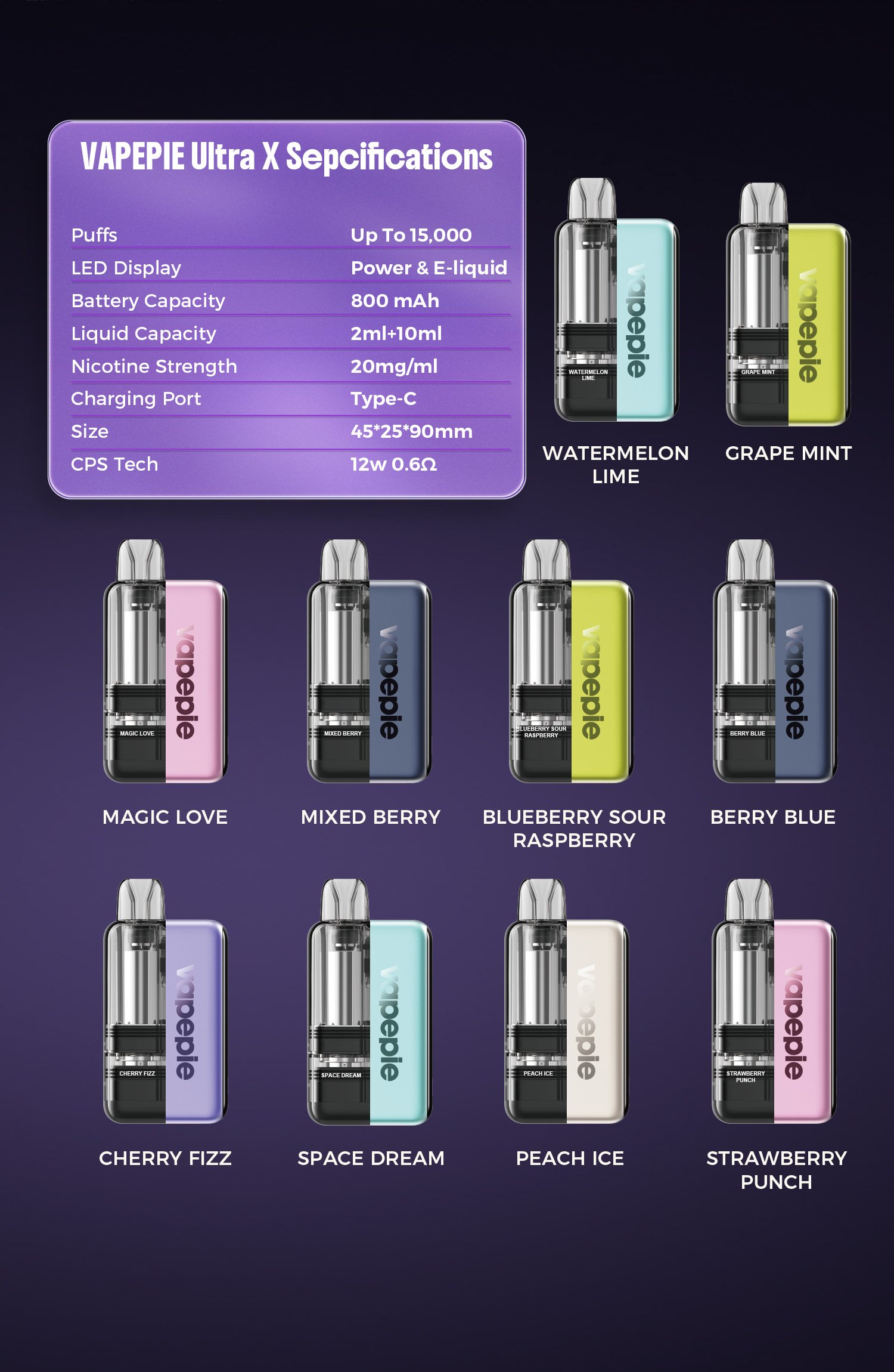  Nachfüllbarer Tank - VAPEPIE Ultra X 15000 PUFFS