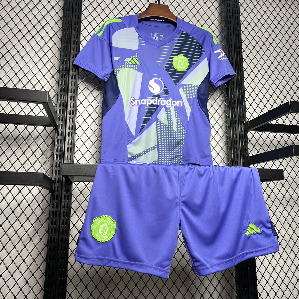 ManixJersey.com | Manchester United 24-25 Purple Goalkeeper Kids Kit -Customize Name, Number and Patch | Worldwide Shipping