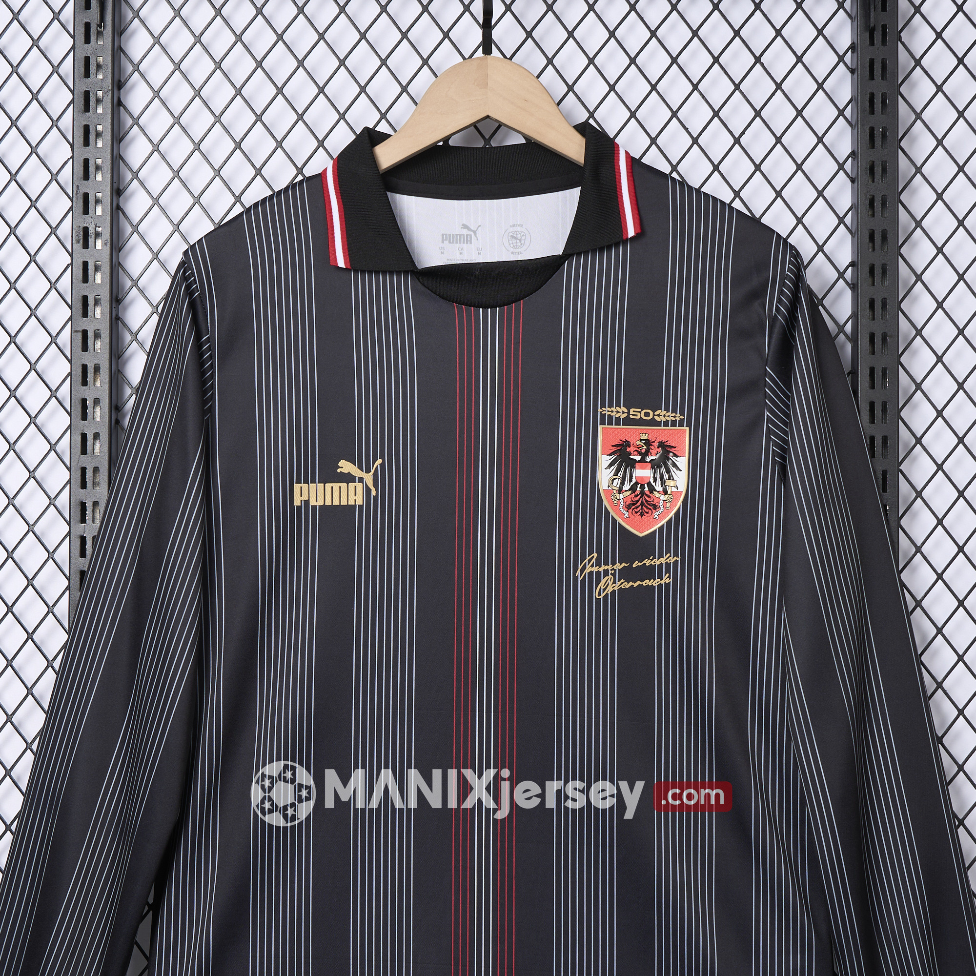 ManixJersey.com | Austria 2024 50th Anniversary Long Sleeve Jersey - Fans Version -Customize Name, Number and Patch | Worldwide Shipping