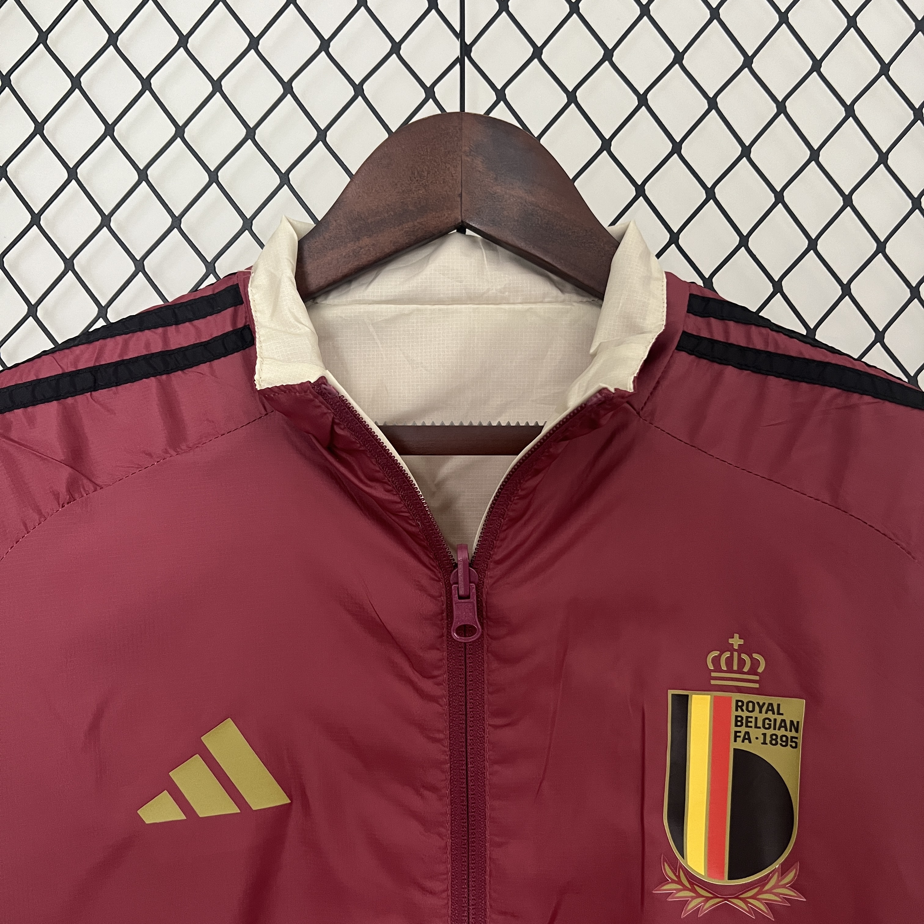 GlobeJersey-Belgium 2024 Double Sided Reversible Windbreaker - Red & Yellow