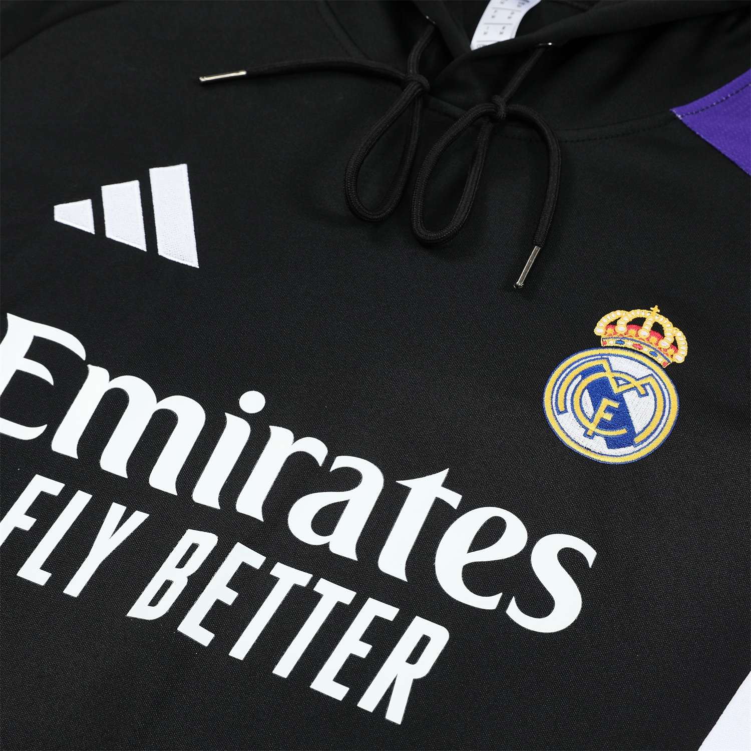 ManixJersey.com | Real Madrid 24-25 Training Hoodie Set - Black Hoodie and Black Pants -Customize Name, Number and Patch | Worldwide Shipping