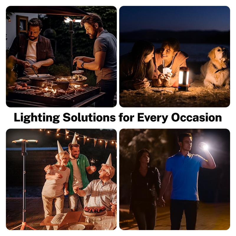 Product Introduction of OGERY Rechargeable 10000mAh Camping Light with Detachable Tripod ( 1.75 to 6.5 Feet ), 2200 Lumens Cordless Dimmable Work Light & Emergency Light 3