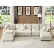 7pcs l shaped fabric fabric sofa free combination soft and comfortable suitable for living room bedroom hotel office reception and dark gray beige details 12