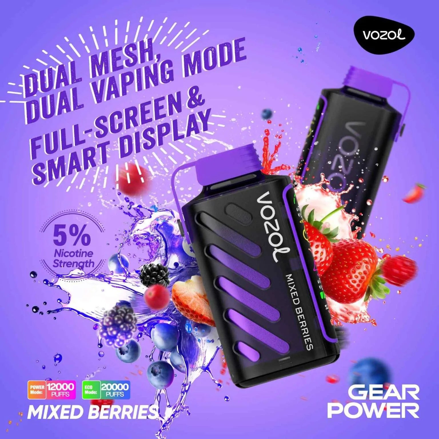  VOZOL Gear Power 20000 Puffs 50mg Dual Mode Disposable Vapevpae005 vapeing vape
