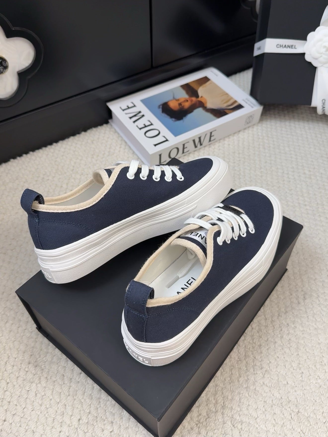 TRAINERS SHOES IN NAVY BLUE FABRIC、mysite、Cacoeks