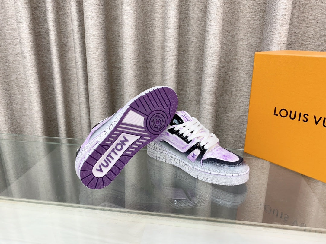 LV TRAINER SNEAKERS IN LIGHT PURPLE OMBRE MIX COLORFUL CALFSKIN、mysite、Cacoeks