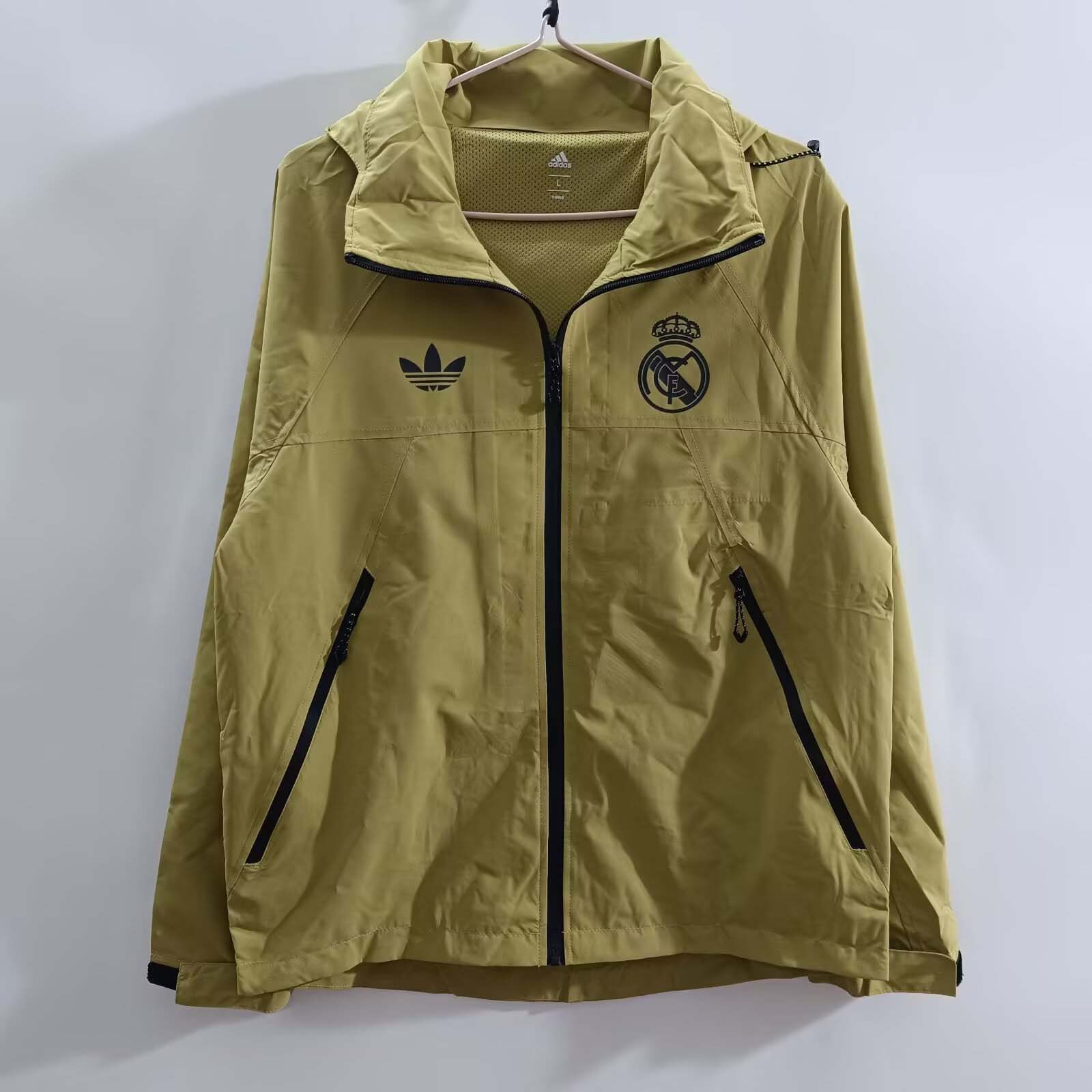 2025/2026 Real Madrid Windbreaker yellow Soccer Jersey 1:1 Thai Quality:football jersey mysite: unitedjerseyfootball 邓江浪:football