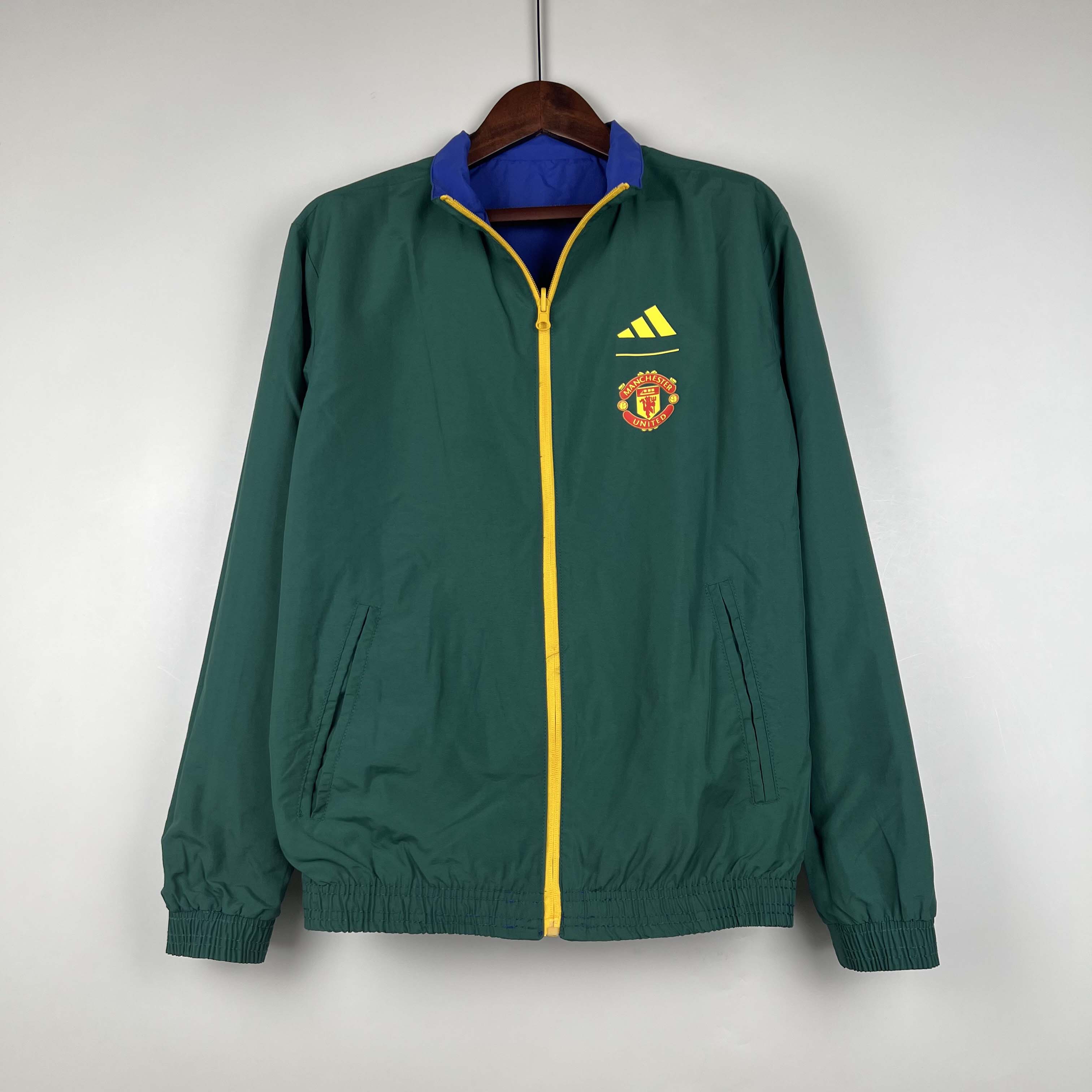 2023/2024 Manchester United Reversible Windbreaker(Blue-Green)Soccer Jersey 1:1 Thai Quality:football jersey mysite: unitedjerseyfootball 邓江浪:football