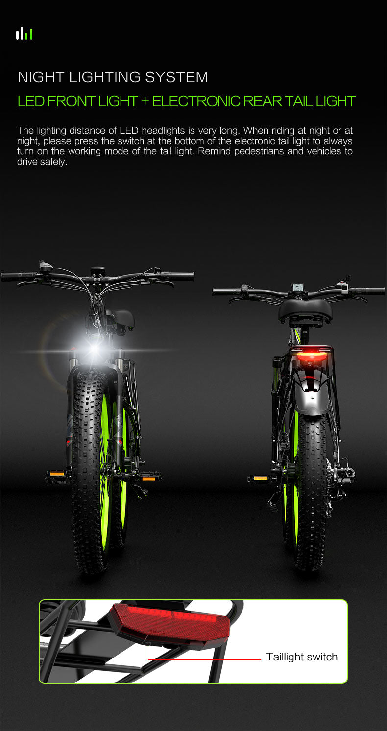 Lankeleisi XC4000 1000W 26" Electric Fat Bike 840Wh E-Mountain Bike EMTB 48V 17.5Ah Battery - Buybestgear