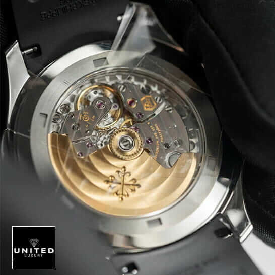 Patek Philippe Dual Time Replica 5 Patek Philippe Dual Time Stainless Steel Mechanism Replica upside view