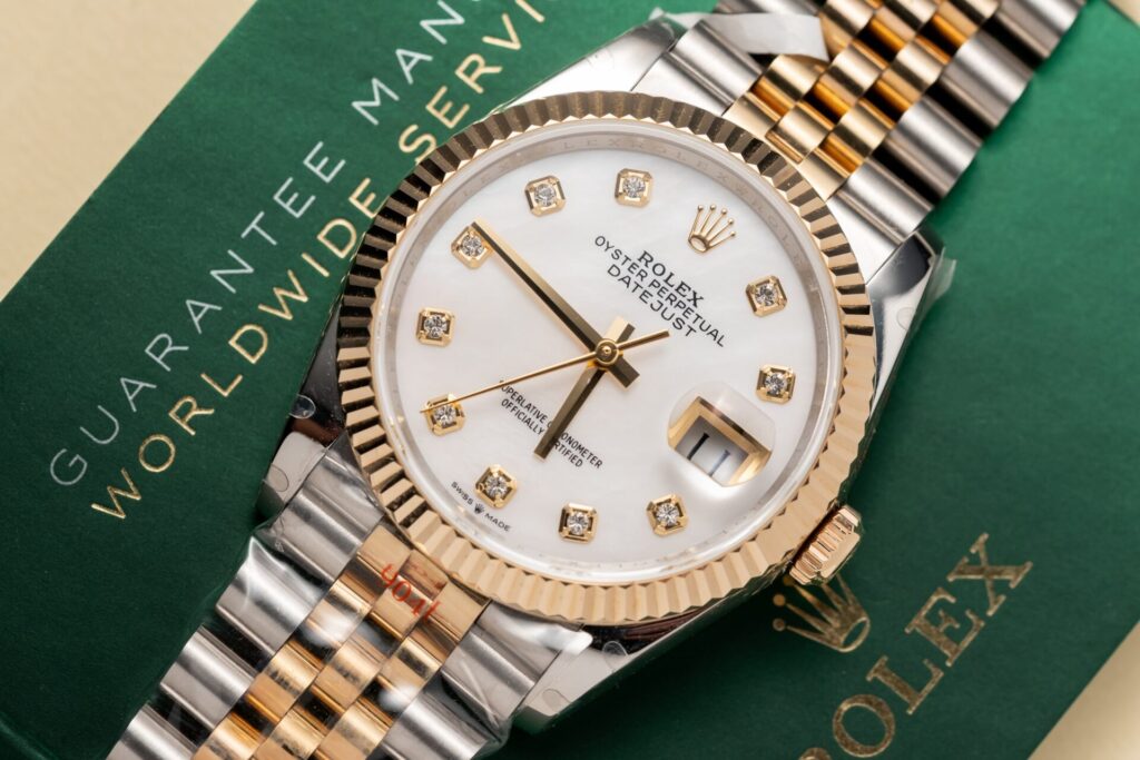 Đồng Hồ Rolex DateJust Mặt Xà Cừ Bọc Vàng Thật Nhà Máy GM 36mm (4)