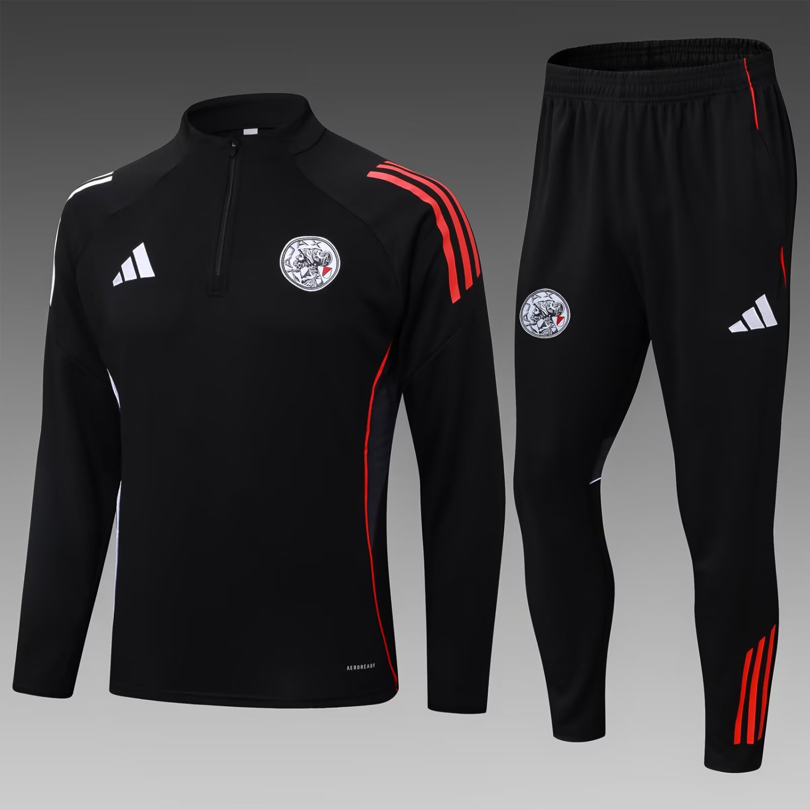 2025/2026 Ajax Half-Pull Training Suit Black Football Shirt 1:1 Thai Quality Set:football jersey mysite: unitedjerseyfootball 邓江浪:football