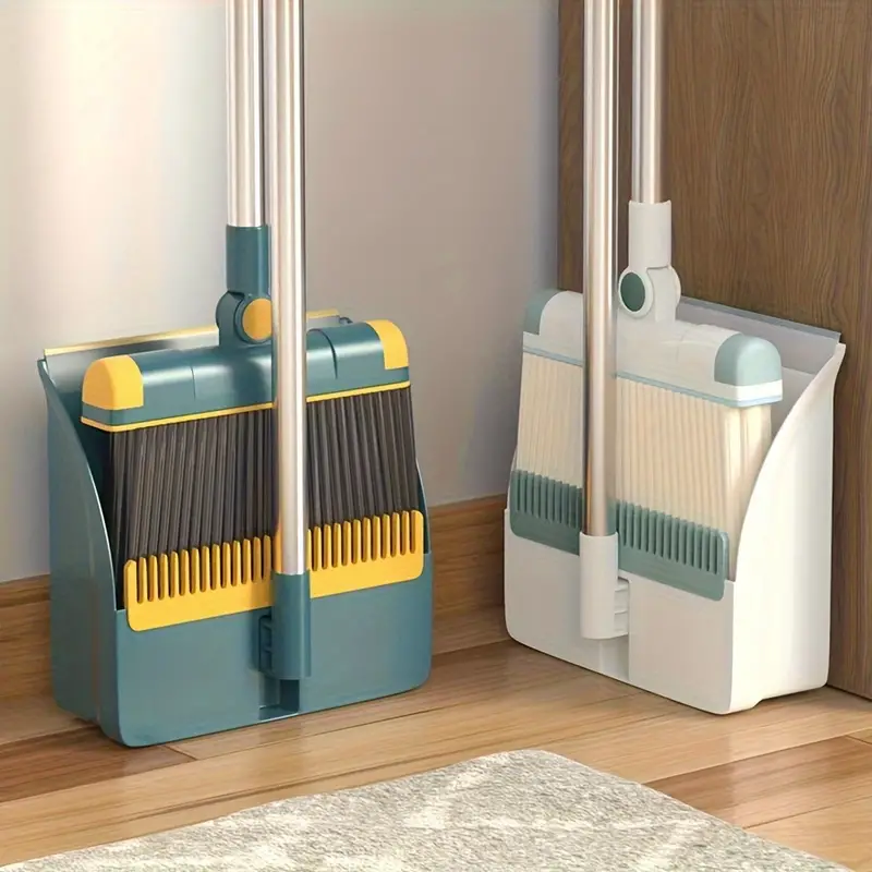 1set broom dustpan set combination thickened rotatable foldable stainless steel rod strong and durable   sweeping broom plastic cleaning supplies for indoor broom and dustpan set local warehouse household items details 2