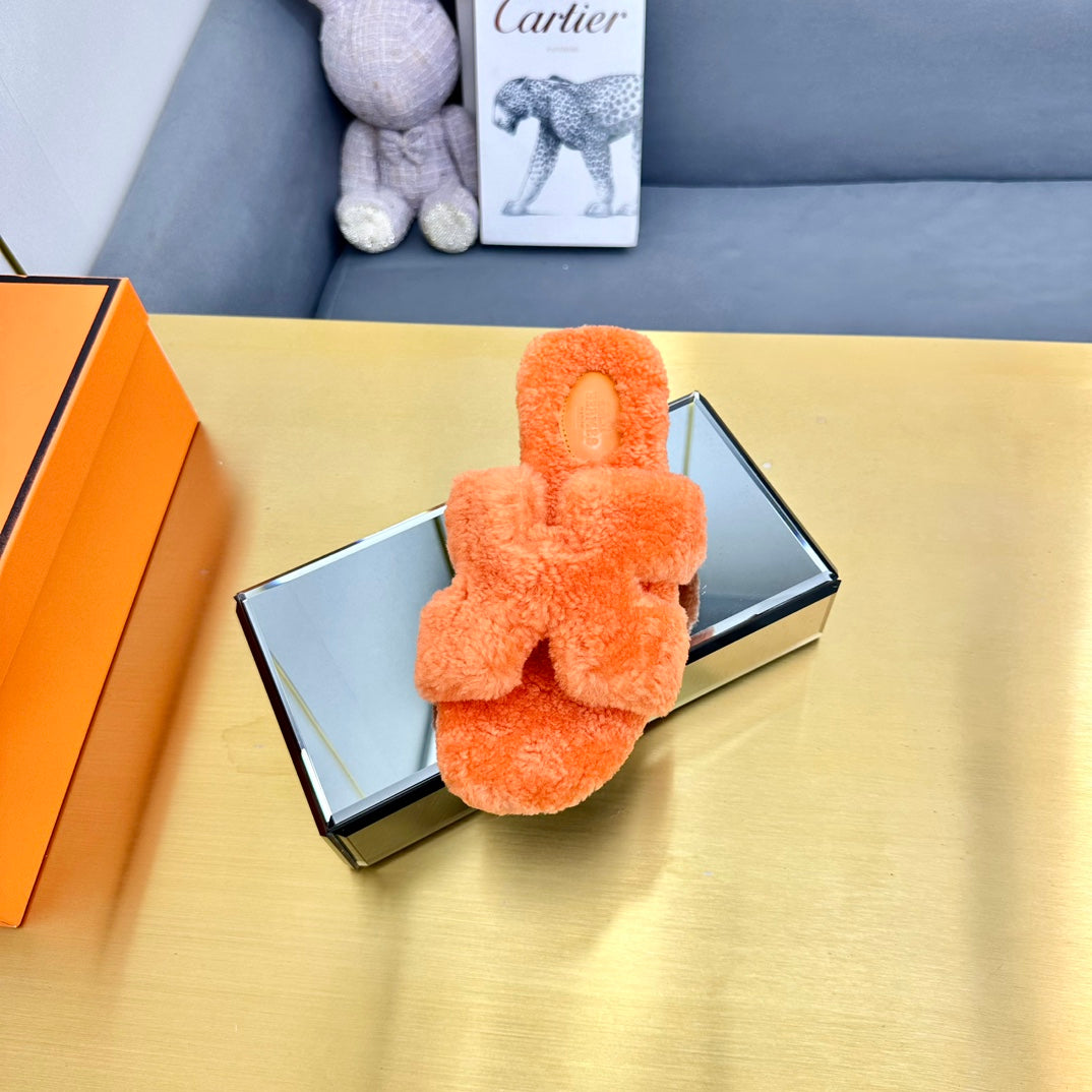 0RAN SHEARLING SANDALS NEON ORANGE、mysite、Cacoeks