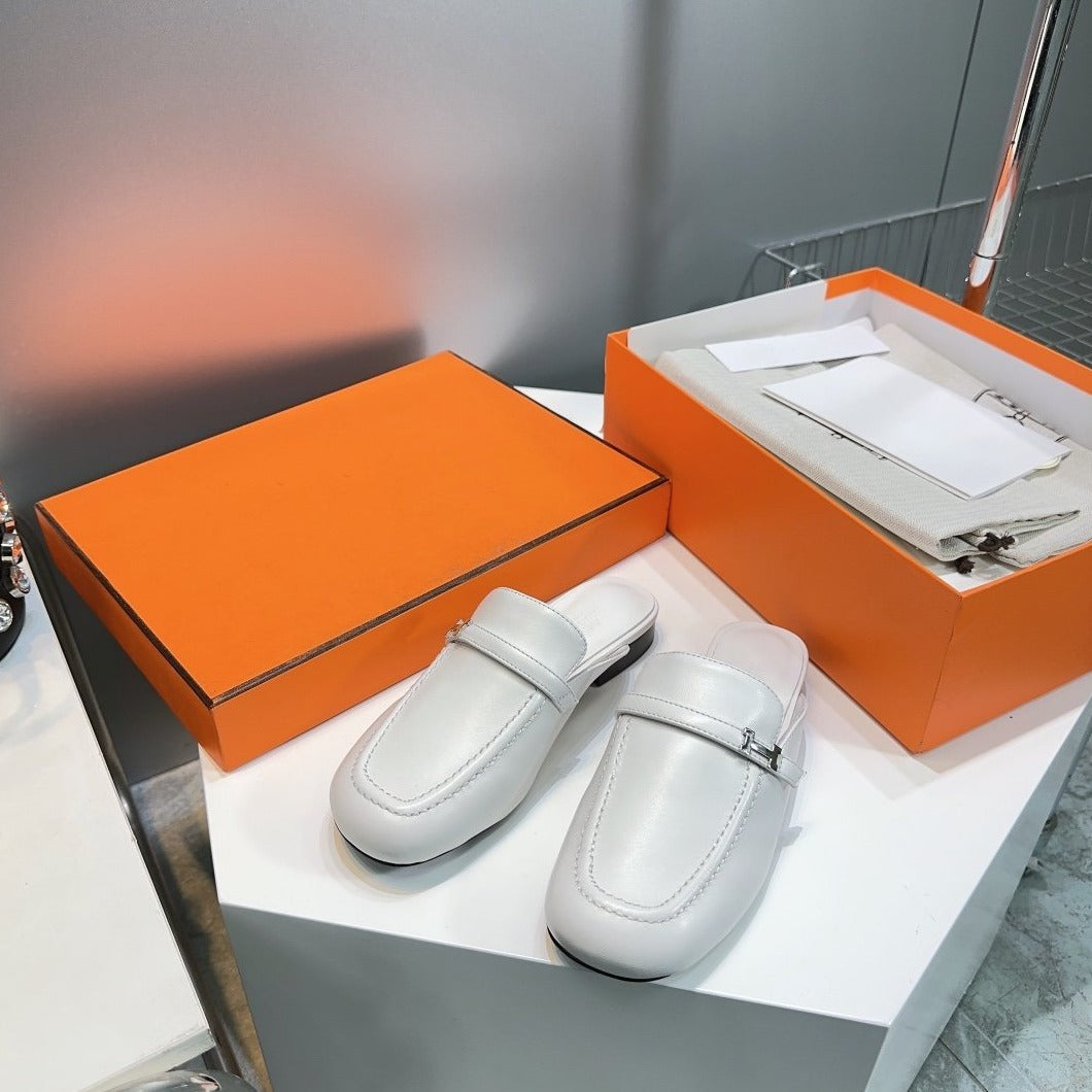 Lena Mule White Leather、mysite、Cacoeks