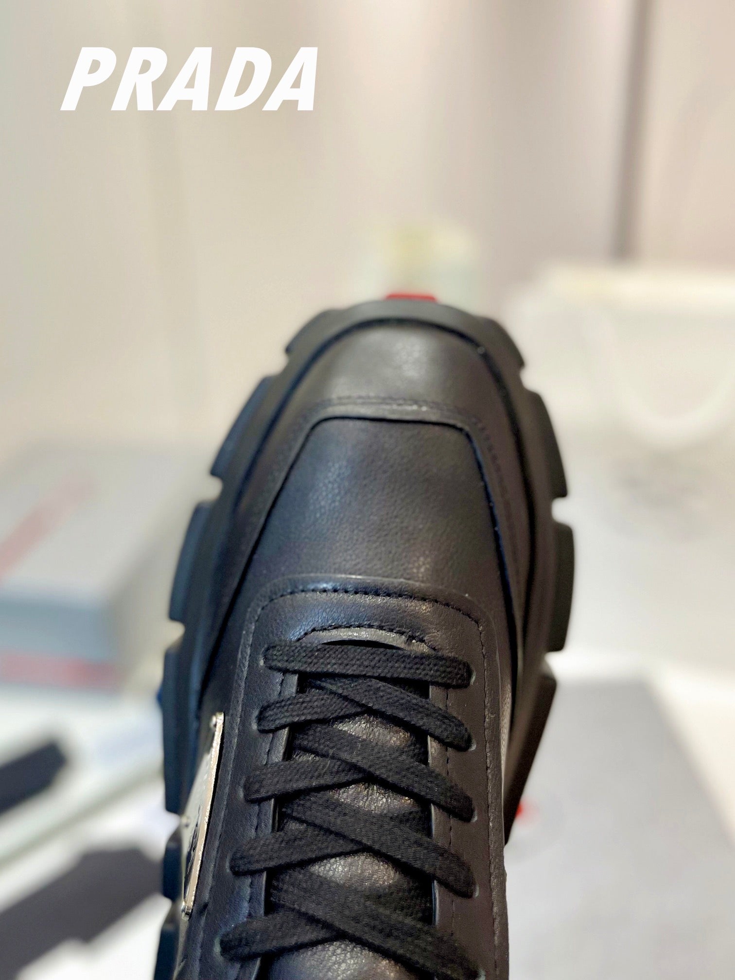 PRA BRUSHED THICK-SOLE SNEAKERS BLACK CALFSKIN、mysite、Cacoeks