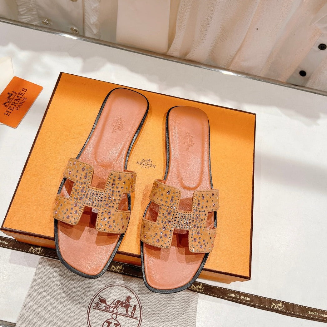 0RAN SANDAL BRIGHT ORANGE LAMBSKIN ATTACH CRYSTALS、mysite、Cacoeks