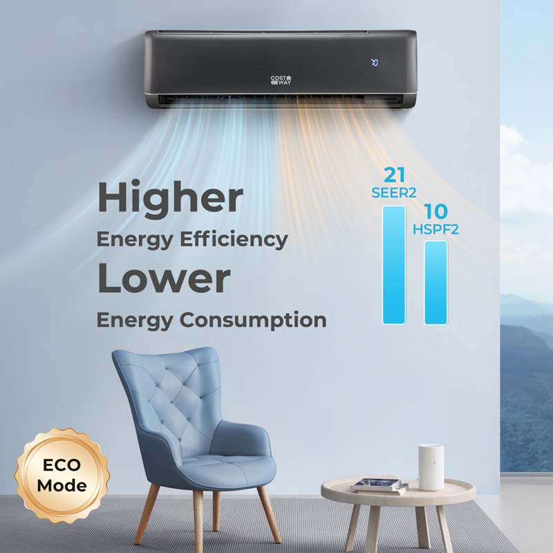 Eletriclife 22000 BTU 21 SEER2 208-230V Wifi Enabled Mini Split Air Conditioner and Heater Gray