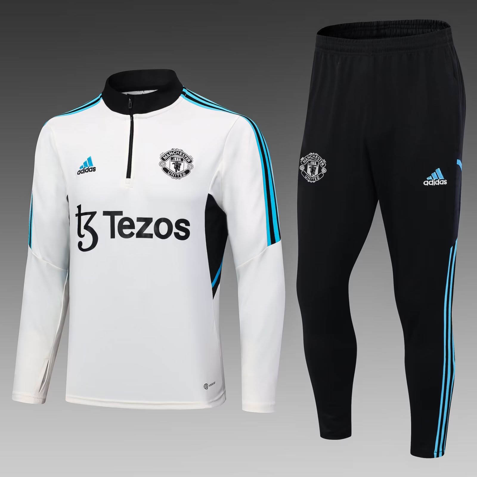 2023/2024 Manchester United Half-Pull Training Suit Off-White Football Shirt 1:1 Thai Quality Set:football jersey mysite: unitedjerseyfootball 邓江浪:football