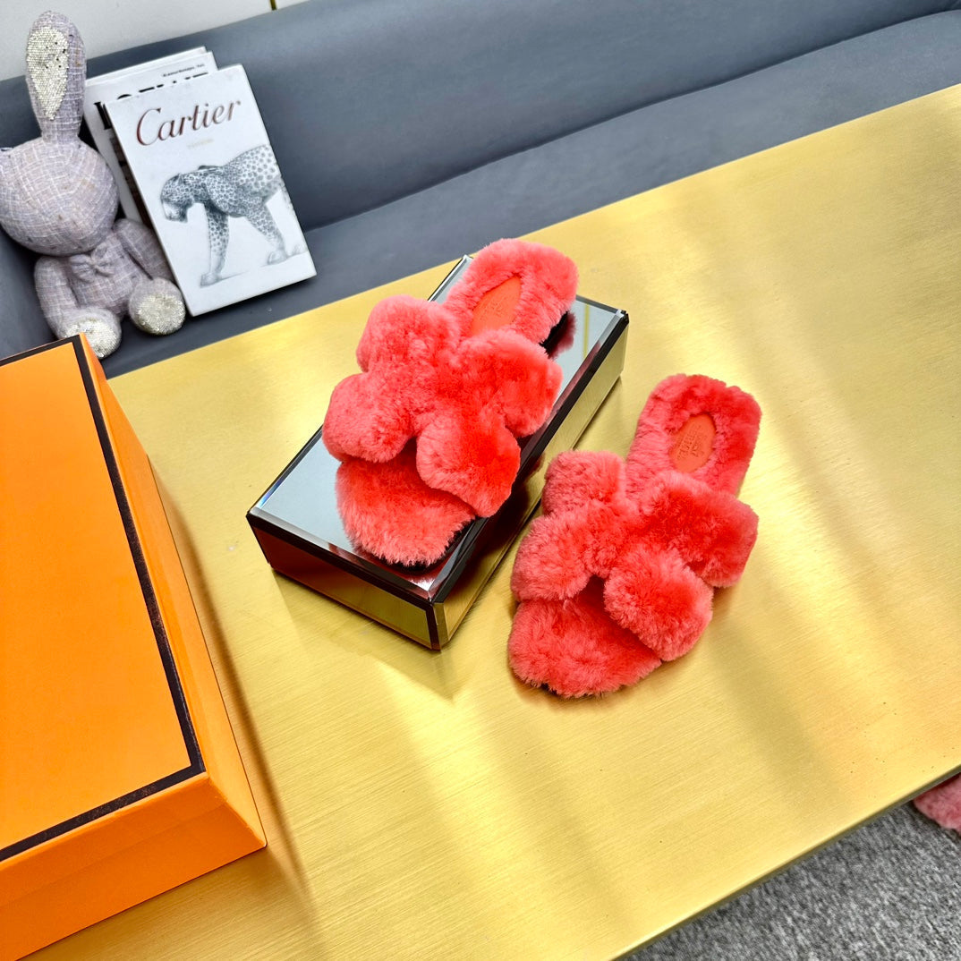 0RAN SHEARLING SANDALS RED PINK、mysite、Cacoeks