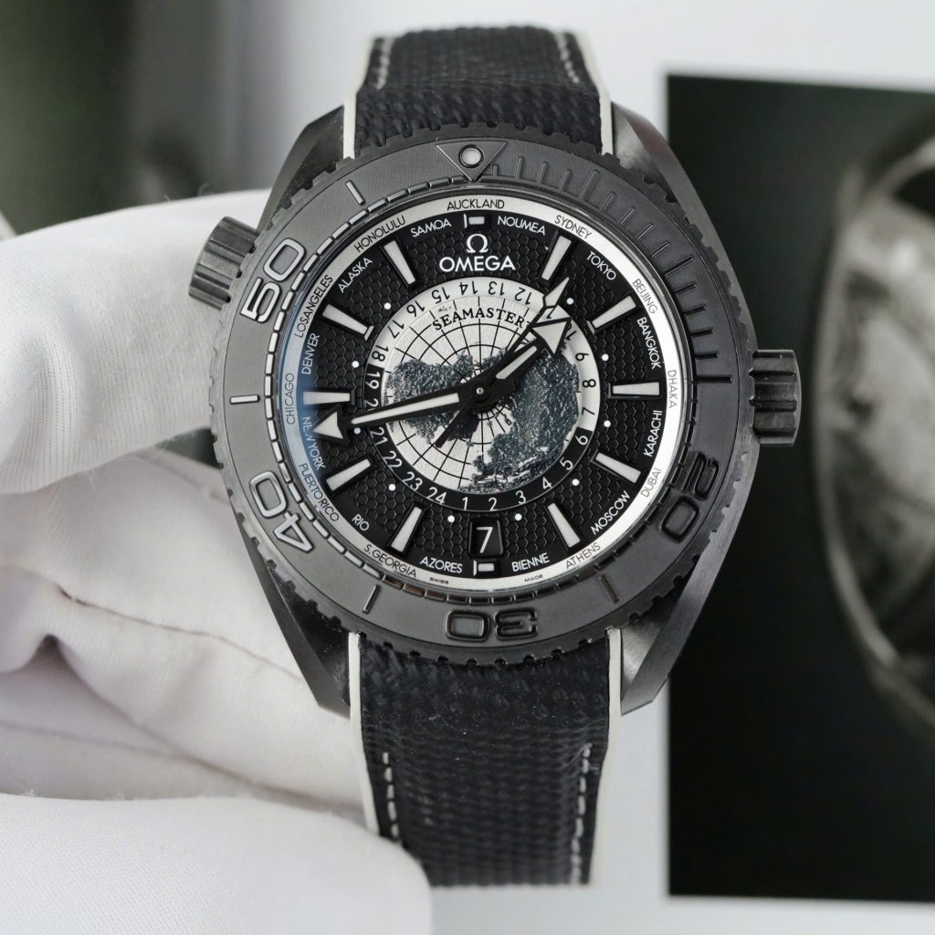 Đồng Hồ Omega Seamaster Planet Ocean Worldtimer Replica 11 Vỏ Gốm Đen Xưởng VS 45 (2)