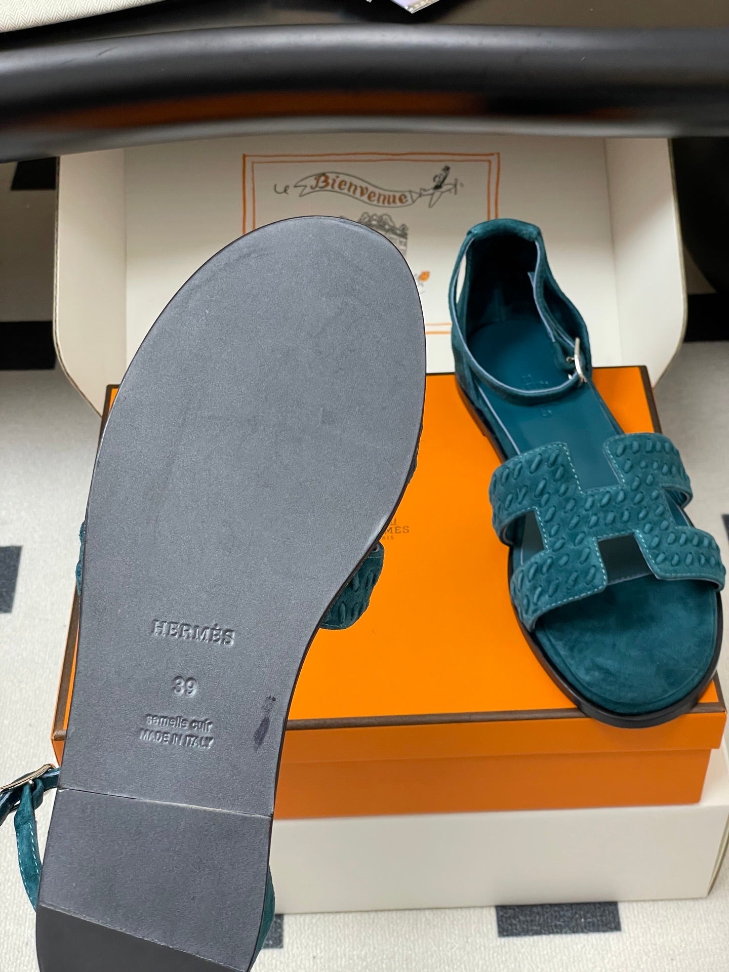 HM 25S SANTORINI SANDAL IN DARK BLUE SUEDE AND LAMBSKIN、mysite、Cacoeks