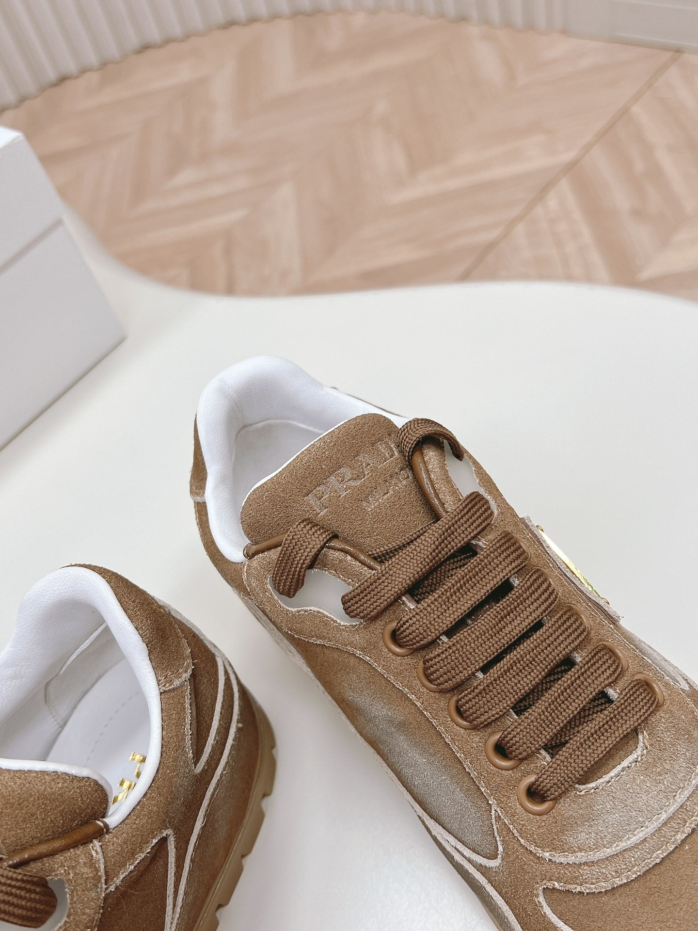 PRA FADED SUEDE SNEAKERS SEPIA AND WHITE、mysite、Cacoeks