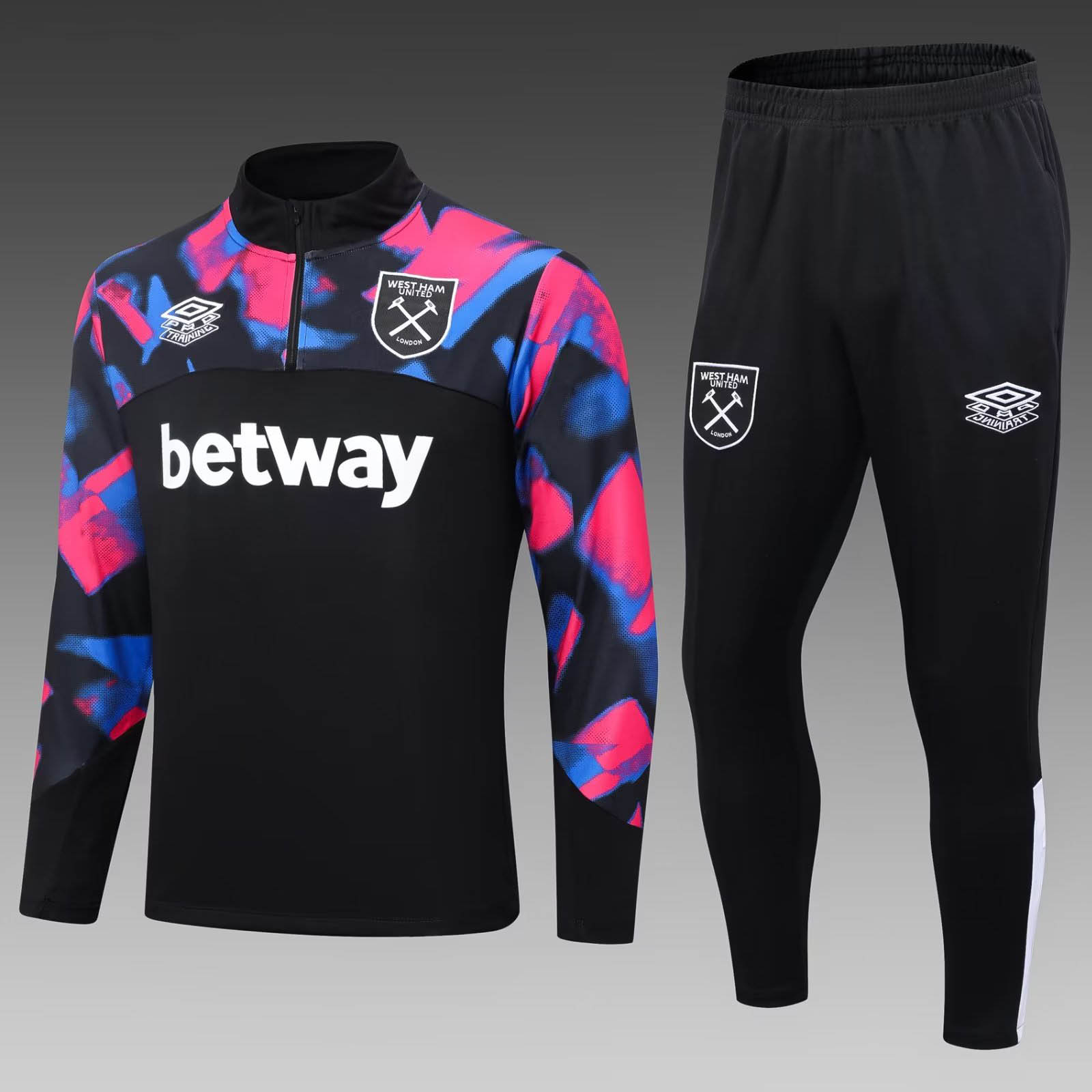 2022/2023 West Ham United Half-Pull Training Suit Black Football Shirt 1:1 Thai Quality Set:football jersey mysite: unitedjerseyfootball 邓江浪:football