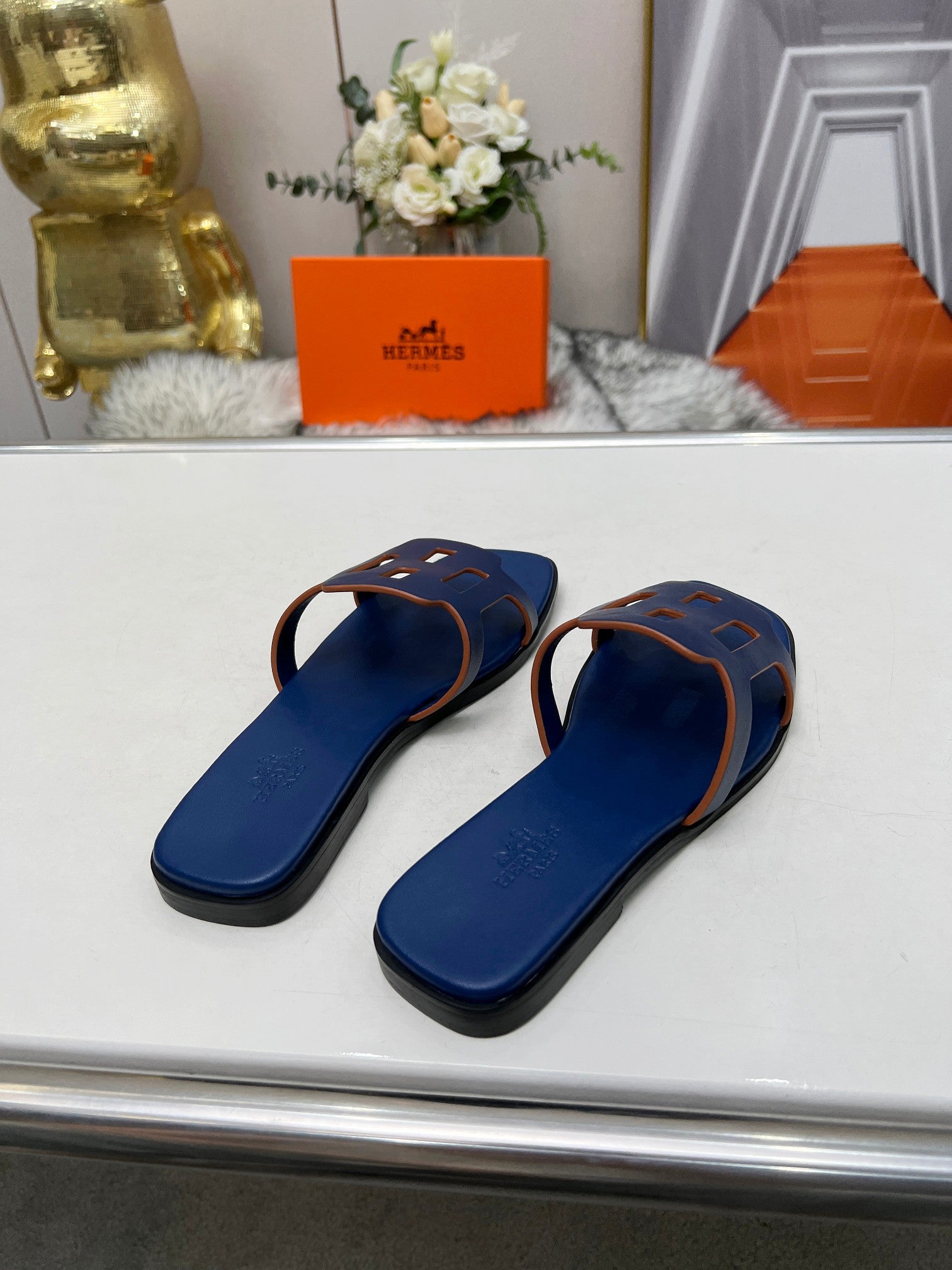 FLATFORM SANDAL NAVY CALFSKIN、mysite、Cacoeks