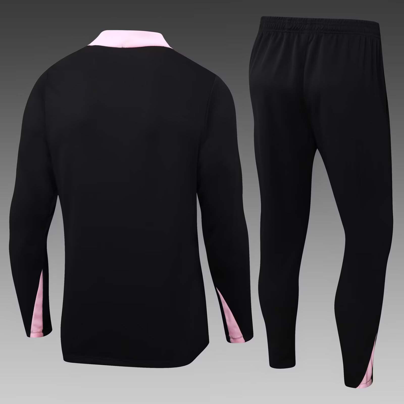 2024/2025 Psg Paris Saint-Germain Half-Pull Training Suit Black and pink Set:football jersey mysite: unitedjerseyfootball 邓江浪:football