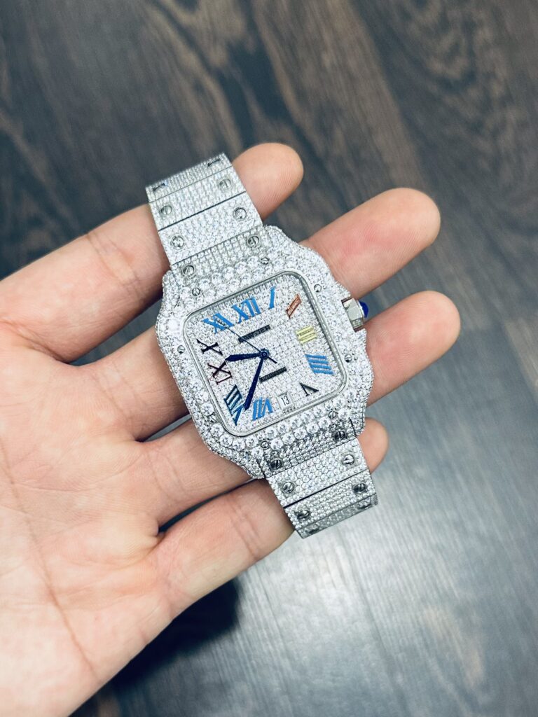 Đồng Hồ Cartier Santos Đính Full Đá Replica 11 39 (1)
