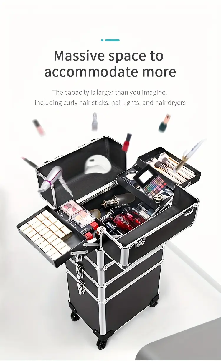 4 in 1 fireproof board makeup case colorful cosmetic case organizer makeup artist train case details 4