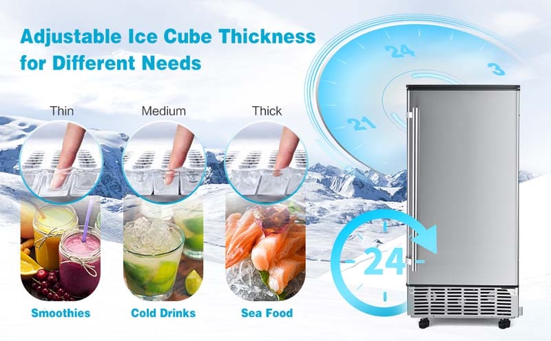 Eletriclife 80lbs Per Day Commercial Ice Maker with 25 LBS Ice Bin and Drain Pump