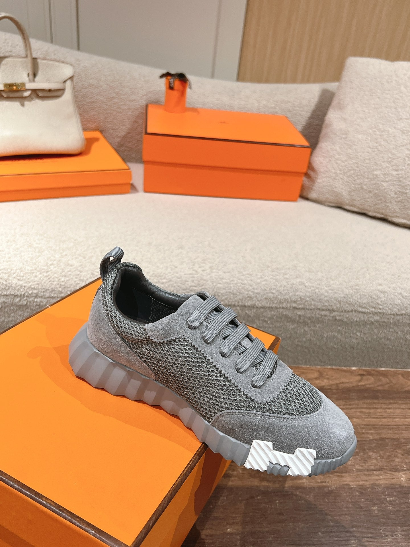 MAINLAND SNEAKER IN MOUSE GRAY SUEDE AND BREATHABLE MESH FABRIC、mysite、Cacoeks