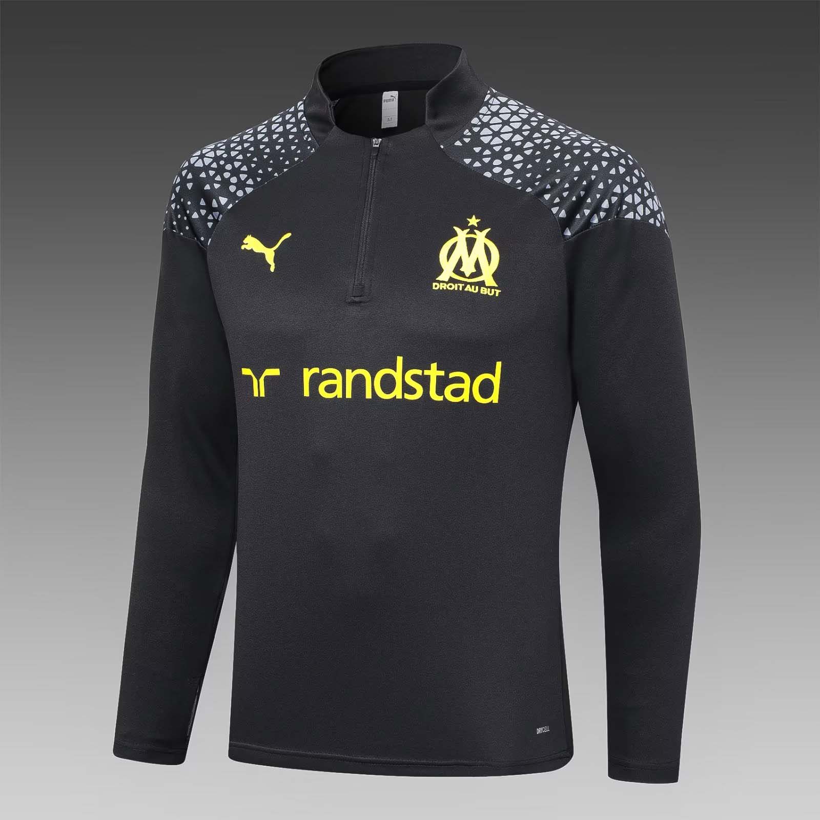 2023/2024 Olympique de Marseille Half-Pull Training Suit Black Football Jersey Set:football jersey mysite: unitedjerseyfootball 邓江浪:football