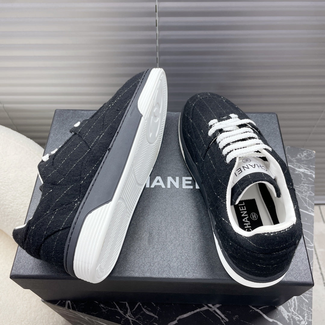 TRAINER SHOES IN BLACK WOOL FABRIC、mysite、Cacoeks