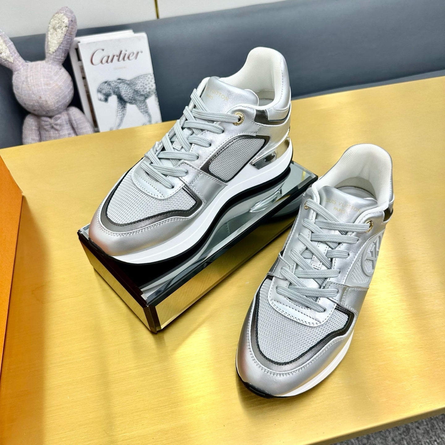 NEO RUN AWAY SNEAKER IN SILVER CALFSKIN、mysite、Cacoeks