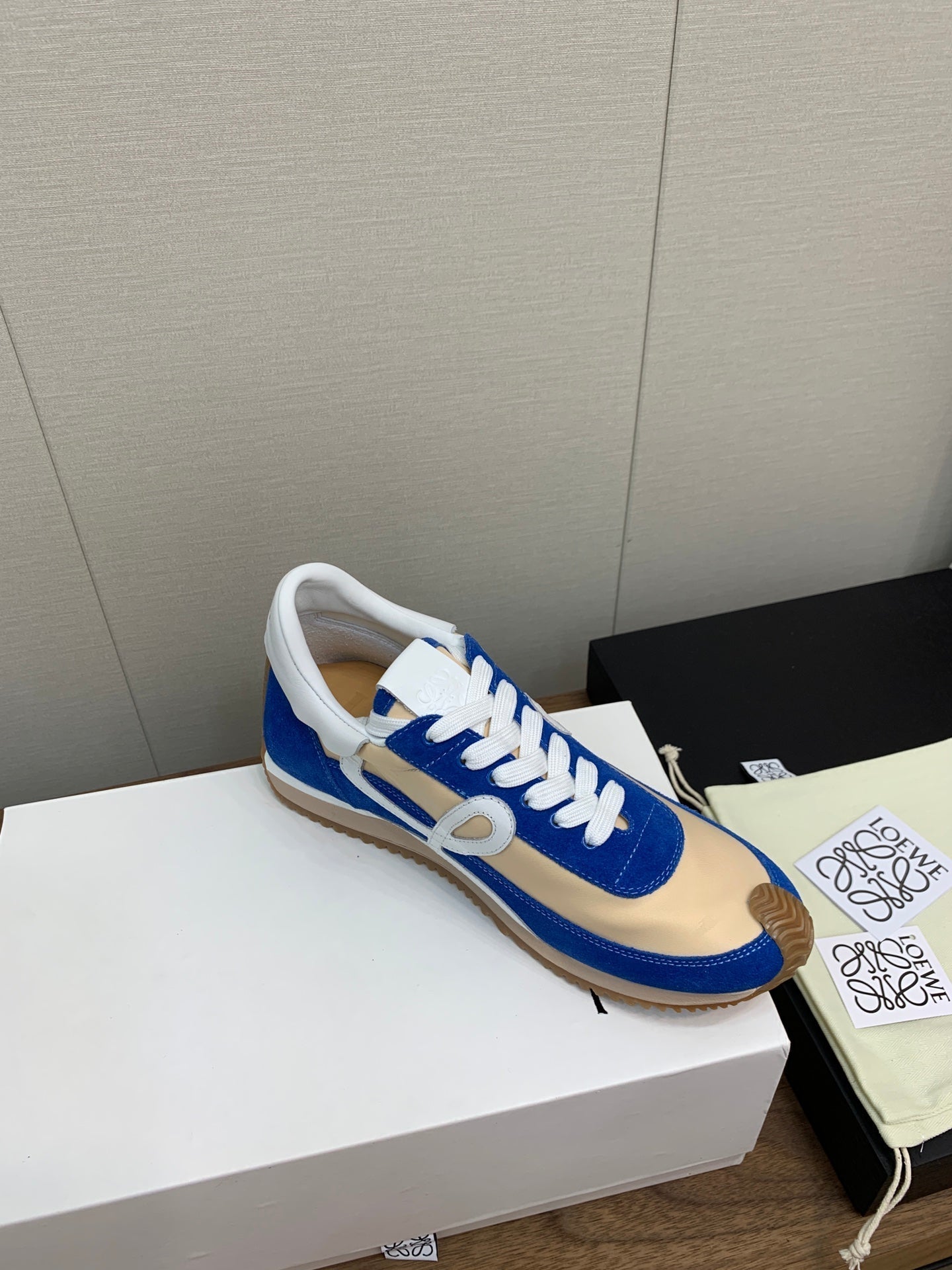 LW FLOW RUNNER SNEAKER COBALT-BEIGE SUEDE、mysite、Cacoeks