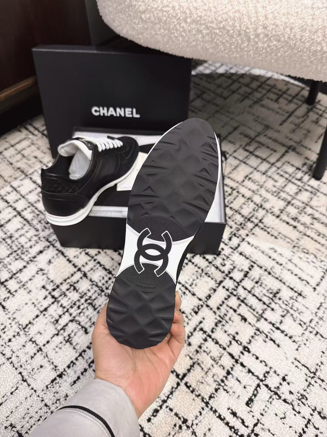 TRAINERS SNEAKER IN BLACK CALFSKIN AND SUEDE、mysite、Cacoeks