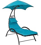 Lounge Chair Patio Chair Swing Hammock Chair Recliner Chair Arc Stand with Waterproof Canopy Remo...