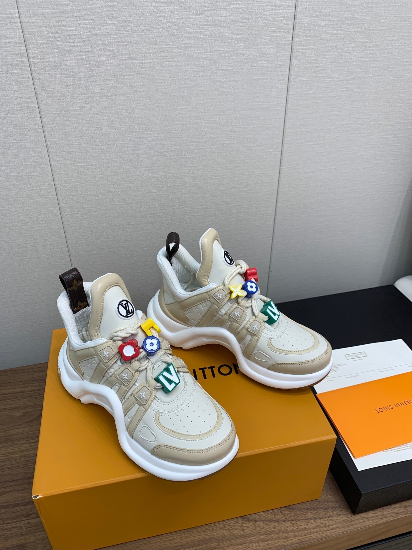 LV ARCHLIGHT SNEAKER BEIGE MIX CAMEL BROWN CALFSKIN、mysite、Cacoeks