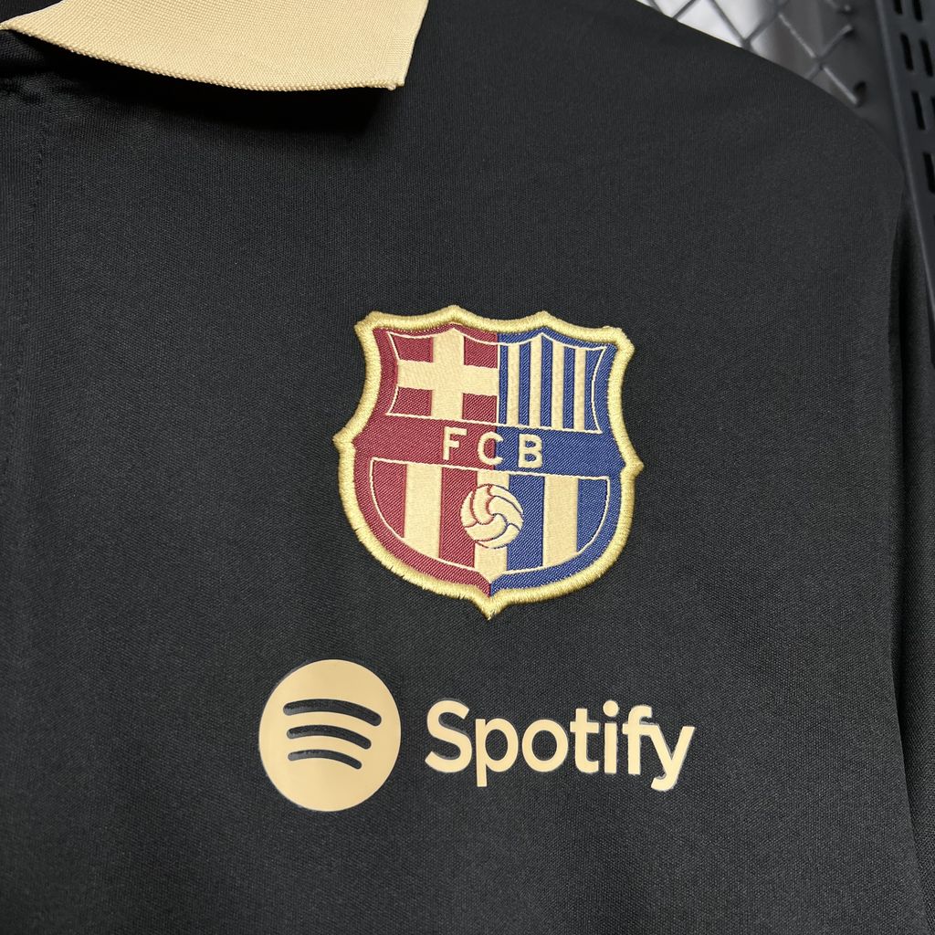 SIUjerseys-Barcelona 24-25 Black Gold Polo Shirt - Fans Version