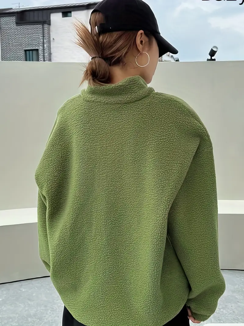   front plush pullover sweatshirt casual long sleeve sweatshirt womens clothing details 5